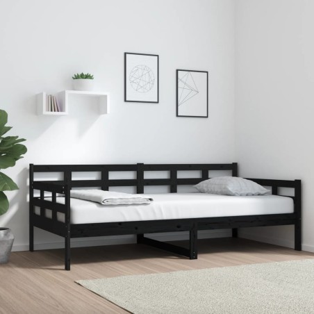 vidaXL Tagesbett Schwarz Massivholz Kiefer 90x190 cm