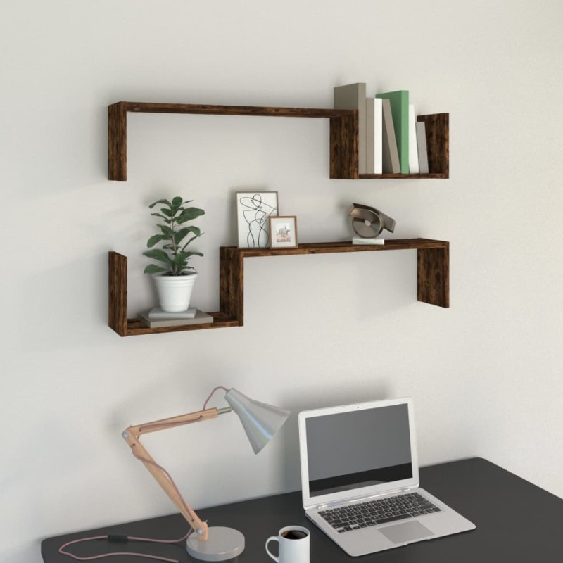 vidaXL Wandregale 2 Stk. Räuchereiche 100x15x20 cm Holzwerkstoff vidaXL Wandregale 2 Stk. Räuchereiche 100x15x20 cm Holzwerkstoff
