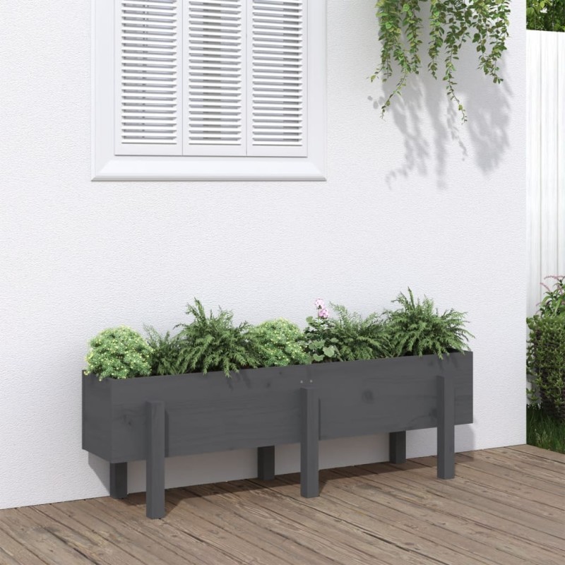 vidaXL Hochbeet Grau 121x30x38 cm Massivholz Kiefer vidaXL Hochbeet Grau 121x30x38 cm Massivholz Kiefer