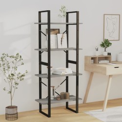 vidaXL Bücherregal 4 Fächer Grau Sonoma 60x30x140 cm Holzwerkstoff