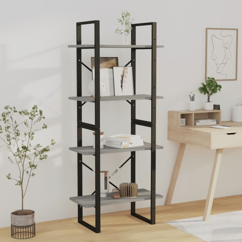 vidaXL Bücherregal 4 Fächer Grau Sonoma 60x30x140 cm Holzwerkstoff vidaXL Bücherregal 4 Fächer Grau Sonoma 60x30x140 cm Holzwerkstoff