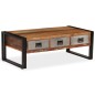 vidaXL Couchtisch mit 3 Schubladen Altholz Massiv 100x50x35 cm vidaXL Couchtisch mit 3 Schubladen Altholz Massiv 100x50x35 cm
