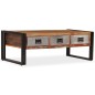 vidaXL Couchtisch mit 3 Schubladen Altholz Massiv 100x50x35 cm vidaXL Couchtisch mit 3 Schubladen Altholz Massiv 100x50x35 cm