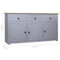 vidaXL Sideboard Grau 135x40x80 cm Kiefernholz Panama vidaXL Sideboard Grau 135x40x80 cm Kiefernholz Panama