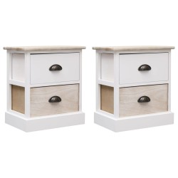 vidaXL Nachttische 2 Stk. Weiß und Natur 38×28×45 cm Paulownia-Holz