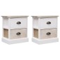 vidaXL Nachttische 2 Stk. Weiß und Natur 38×28×45 cm Paulownia-Holz vidaXL Nachttische 2 Stk. Weiß und Natur 38×28×45 cm Paulownia-Holz