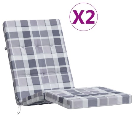 vidaXL Liegestuhl-Auflagen 2 Stk. Grau Karomuster Oxford-Gewebe
