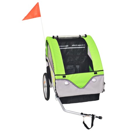 vidaXL Kinder Fahrradanhänger Grau und Grün 30 kg