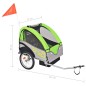 vidaXL Kinder Fahrradanhänger Grau und Grün 30 kg vidaXL Kinder Fahrradanhänger Grau und Grün 30 kg
