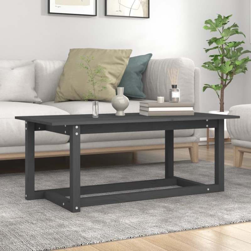 vidaXL Couchtisch Grau 110x55x45 cm Massivholz Kiefer vidaXL Couchtisch Grau 110x55x45 cm Massivholz Kiefer