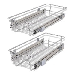 vidaXL Einbauschublade Korbauszug 2 Stk. Silbern 300 mm