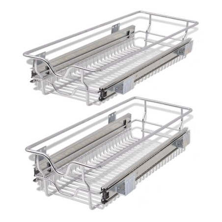 vidaXL Einbauschublade Korbauszug 2 Stk. Silbern 300 mm