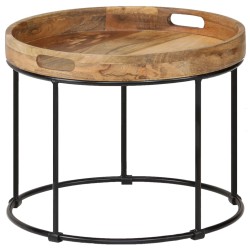 vidaXL Couchtisch Mangoholz Massiv und Stahl 50 x 40 cm