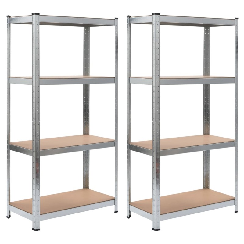 vidaXL Regale mit 4 Böden 2 Stk. Silbern Stahl & Holzwerkstoff vidaXL Regale mit 4 Böden 2 Stk. Silbern Stahl & Holzwerkstoff