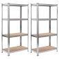 vidaXL Regale mit 4 Böden 2 Stk. Silbern Stahl & Holzwerkstoff vidaXL Regale mit 4 Böden 2 Stk. Silbern Stahl & Holzwerkstoff