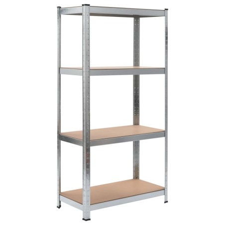 vidaXL Regale mit 4 Böden 2 Stk. Silbern Stahl & Holzwerkstoff