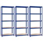vidaXL Regale mit 5 Böden 3 Stk. Blau Stahl & Holzwerkstoff vidaXL Regale mit 5 Böden 3 Stk. Blau Stahl & Holzwerkstoff