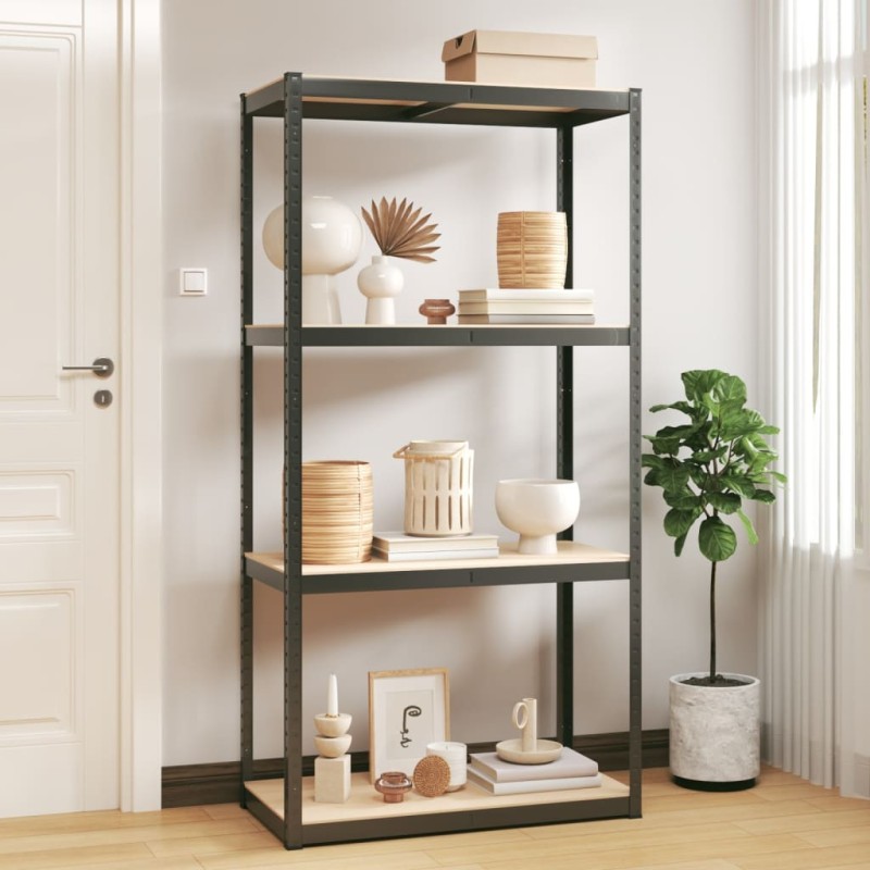 vidaXL Lagerregal mit 4 Böden Anthrazit Stahl & Holzwerkstoff vidaXL Lagerregal mit 4 Böden Anthrazit Stahl & Holzwerkstoff