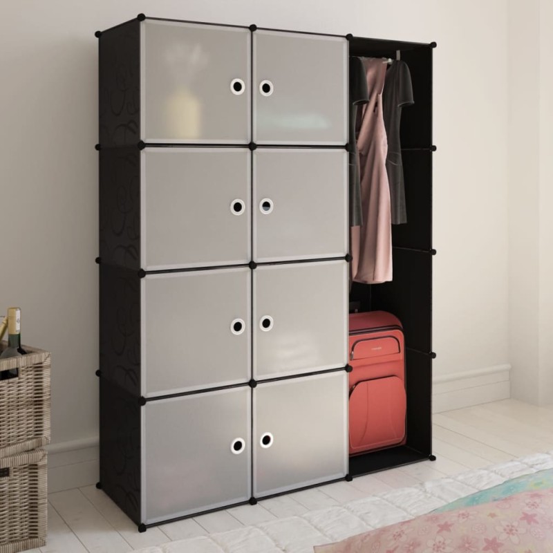 vidaXL Modularer Schrank mit 9 Fächern 37×115×150 cm Schwarz und Weiß 