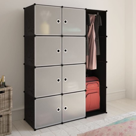 vidaXL Modularer Schrank mit 9 Fächern 37×115×150 cm Schwarz und Weiß 