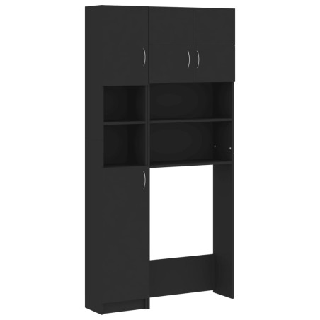 vidaXL Waschmaschinenschrank-Set Schwarz Holzwerkstoff