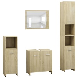 vidaXL 4-tlg. Badmöbel-Set Sonoma-Eiche Holzwerkstoff
