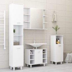 vidaXL 4-tlg. Badmöbel-Set Weiß Holzwerkstoff