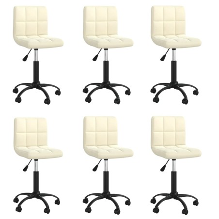 vidaXL Esszimmerstühle 6 Stk. Drehbar Creme Samt