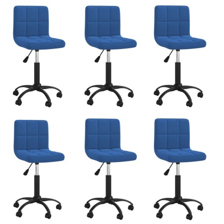 vidaXL Esszimmerstühle 6 Stk. Drehbar Blau Samt