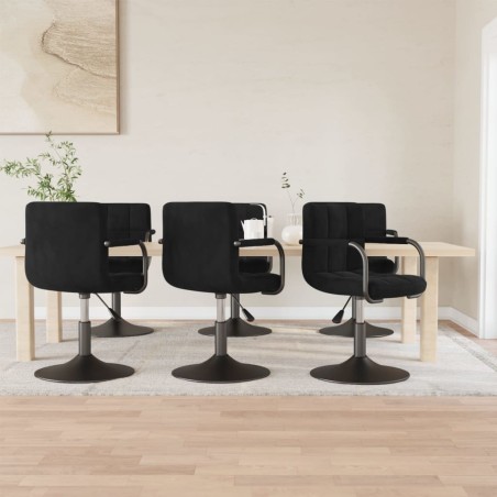 vidaXL Esszimmerstühle 6 Stk. Drehbar Schwarz Samt
