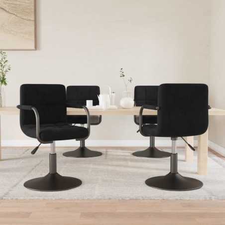 vidaXL Esszimmerstühle 4 Stk. Drehbar Schwarz Samt
