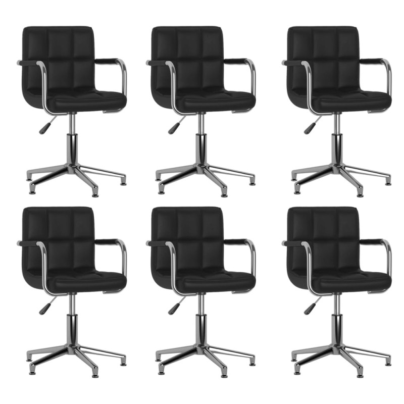 vidaXL Esszimmerstühle 6 Stk. Drehbar Schwarz Kunstleder vidaXL Esszimmerstühle 6 Stk. Drehbar Schwarz Kunstleder
