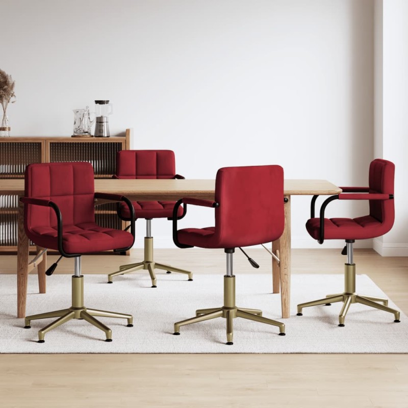 vidaXL Esszimmerstühle 4 Stk. Drehbar Weinrot Samt vidaXL Esszimmerstühle 4 Stk. Drehbar Weinrot Samt