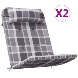 Adirondack-Auflagen 2 Stk. Grau Karomuster Oxford-Gewebe