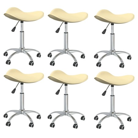 vidaXL Esszimmerstühle 6 Stk. Drehbar Creme Kunstleder