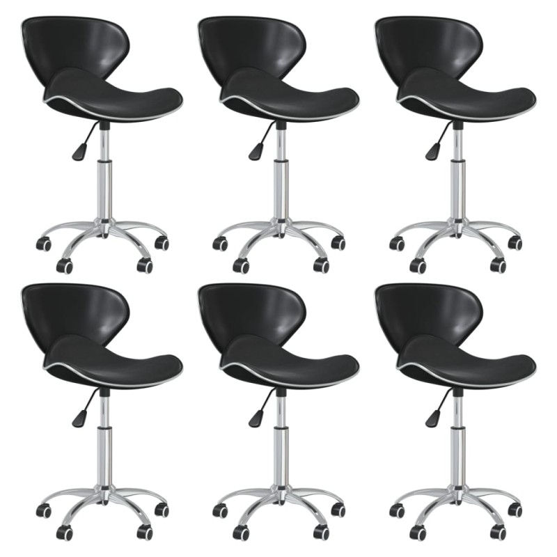 vidaXL Esszimmerstühle 6 Stk. Drehbar Schwarz Kunstleder vidaXL Esszimmerstühle 6 Stk. Drehbar Schwarz Kunstleder