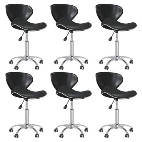 vidaXL Esszimmerstühle 6 Stk. Drehbar Schwarz Kunstleder