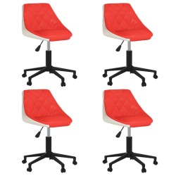 vidaXL Esszimmerstühle 4 Stk. Drehbar Rot und Weiß Kunstleder