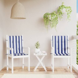 vidaXL Niedriglehner-Auflagen 2 Stk. Blau & Weiß Gestreift Stoff