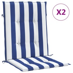 vidaXL Niedriglehner-Auflagen 2 Stk. Blau & Weiß Gestreift Stoff