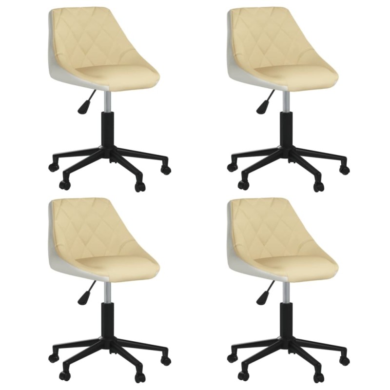 vidaXL Esszimmerstühle 4 Stk. Drehbar Creme und Weiß Kunstleder vidaXL Esszimmerstühle 4 Stk. Drehbar Creme und Weiß Kunstleder