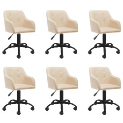 vidaXL Esszimmerstühle 6 Stk. Drehbar Creme Stoff