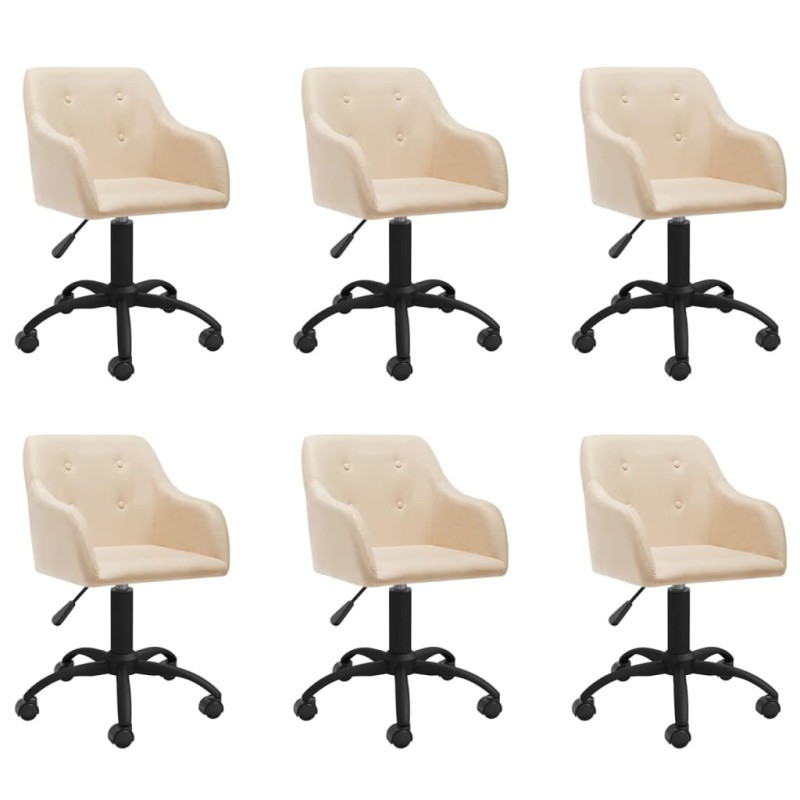 vidaXL Esszimmerstühle 6 Stk. Drehbar Creme Stoff vidaXL Esszimmerstühle 6 Stk. Drehbar Creme Stoff