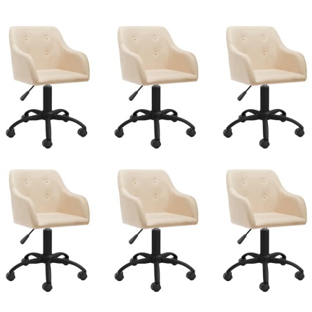vidaXL Esszimmerstühle 6 Stk. Drehbar Creme Stoff