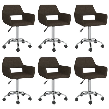 vidaXL Esszimmerstühle 6 Stk. Drehbar Dunkelbraun Stoff