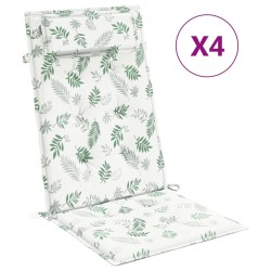 vidaXL Hochlehner-Auflagen 4 Stk. Blattmuster Oxford-Gewebe