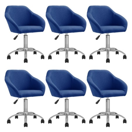vidaXL Esszimmerstühle 6 Stk. Drehbar Blau Stoff