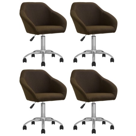 vidaXL Esszimmerstühle 4 Stk. Drehbar Dunkelbraun Stoff