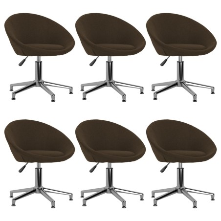 vidaXL Esszimmerstühle 6 Stk. Drehbar Dunkelbraun Stoff