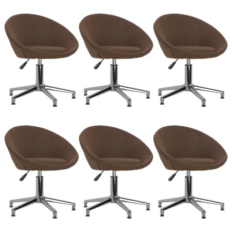 vidaXL Esszimmerstühle 6 Stk. Drehbar Braun Stoff